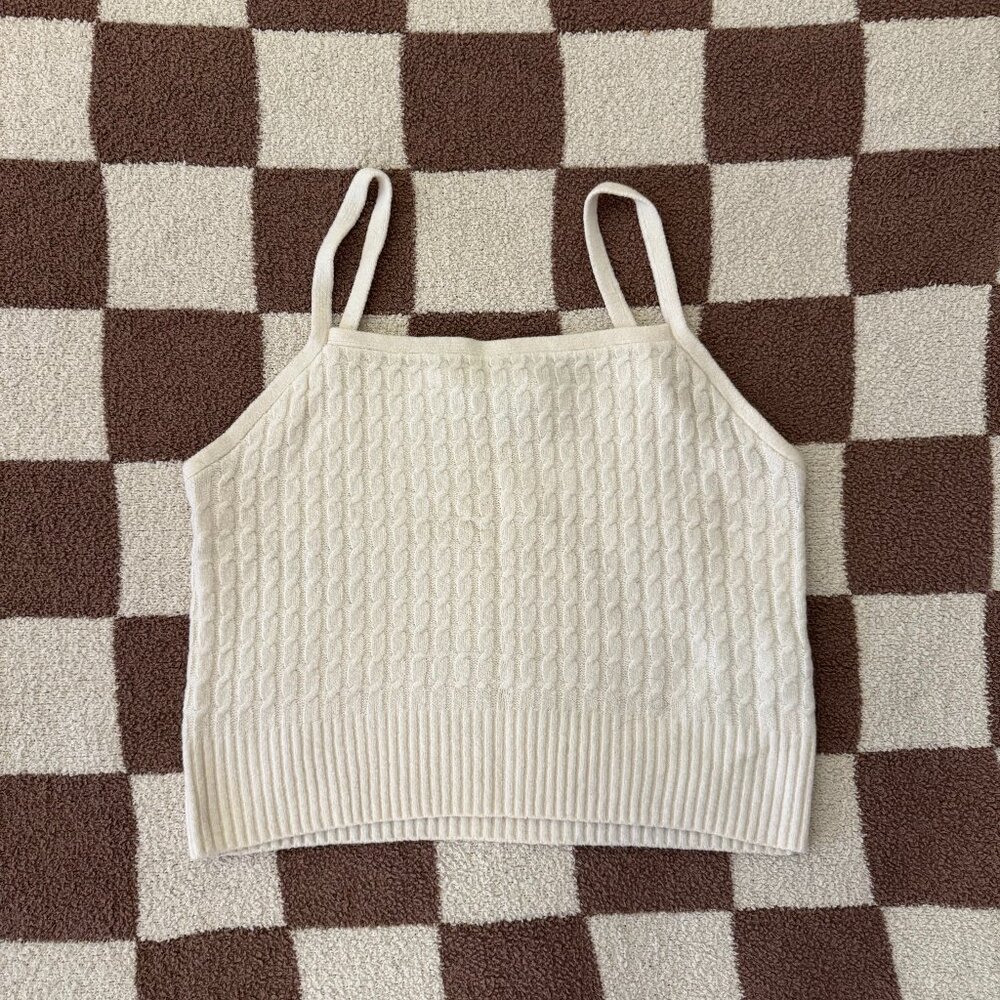 Abercrombie & Fitch Sweater Tank Top in Cream